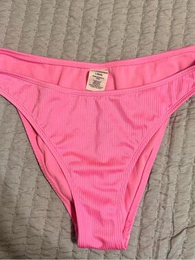 Juniors Large Ribbed Bikini Bottom in Bright Pink No Boundaries